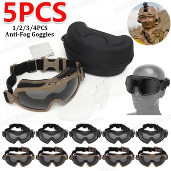 1-5 adet Anti-Sis Taktik Gözlük Mikro Fan Rüzgar Geçirmez Toz Geçirmez Motokros Motosiklet Dağcılık Gözlük Güvenli Koruma