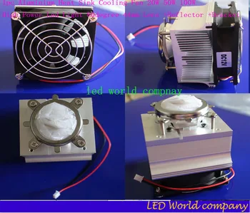 1 adet 20 W 50 W 100 W Yüksek Güç led ışık 60-80degree 44mm Lens + reflektör + braketi alüminyum ısı emici Soğutma Fanı