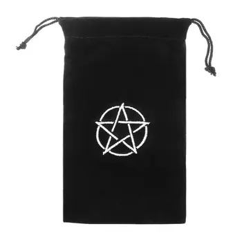 1 adet Kadife Pentagram Tarot saklama çantası Kurulu Oyun Kartı Nakış İpli Paket damla nakliye