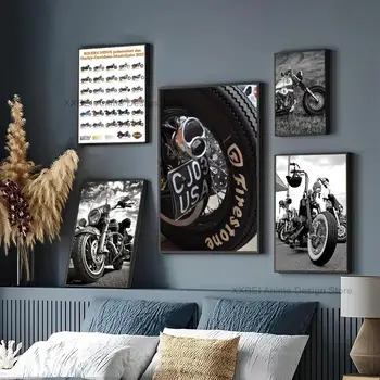 1 adet Modern Ev Dekor Posteri Harley Davidson Motosiklet Duvar Sticker Yatak Odası Oturma Odası Cafe Duvar Yüksek Kaliteli Baskılı Madde