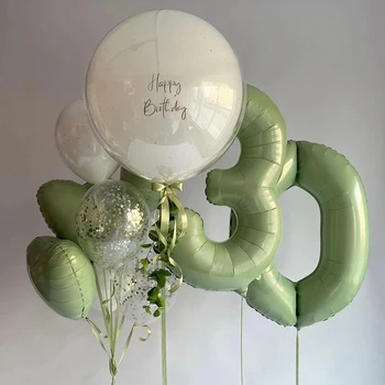 1 takım 40 inç Zeytin Yeşili Numarası 0-9 Balonlar Helyum Folyo Dijital Balon Çocuklar İçin Yetişkin Doğum Günü Yıldönümü Düğün Parti Dekor