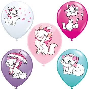 10 adet / grup Marie Kedi Balonlar 12 inç Gül Pembe Prenses Lateks Balonlar Mutlu Doğum Günü Partisi Dekorasyon Kız Karikatür Hayvan Pet Oyuncak