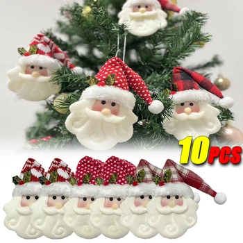 10 ADET Noel Baba Asılı Dekorasyon Noel Ağacı Dekorasyon El Yapımı Kumaş Örgü Bebek Parti Süsler