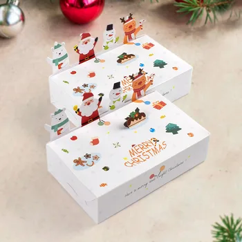 10 Adet Noel Şeker Hediye Kutusu Kraft Kağıt Karton Kutu Çerez Ambalaj Poşetleri Noel Süslemeleri Noel Navidad 2024 Yeni Yıl