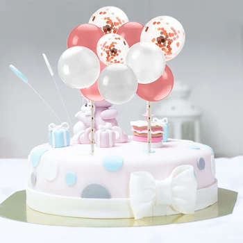 10 adet/takım Renkli Mini Folyo Balon Kek Topper Balon Konfeti Düğün Doğum Günü Bebek Duş Olay Parti Dekorasyon