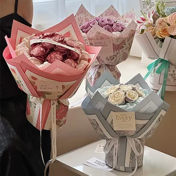 10 Adet Vintage Kabartmalı Çiçek Buketleri Ambalaj Kağıdı Çiçek Dükkanı Çiçek Ambalaj Malzemeleri Düğün sevgililer Günü Dekor