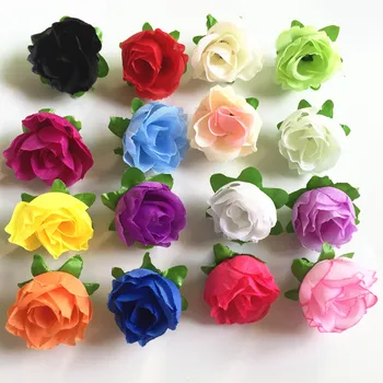 100 adet 3cm Dekoratif Yapay Küçük Çay Gül çiçek başları DIY Çelenk Saç Elbise Aksesuarları Parti Düğün Dekorasyon