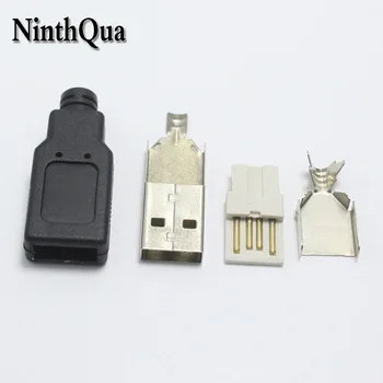 100 takım Tip A Erkek USB 2.0 Genişletici kordon adaptörü Data Sync Dönüştürücü 4 in 1 Siyah DIY Onarım Konnektörü Ücretsiz Kaynak