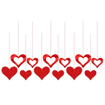 12 adet Sevgililer Günü Dekor Asılı Kalp Şeklinde Süslemeleri Romantik Parti Kalp asılı dekorlar