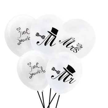 12 adet/torba 10 inç Beyaz Bay Bayan Aşk hava Düğün Lateks Balonlar Helyum / Hava Sadece Evli Nişan Decorazioni Matrimonio