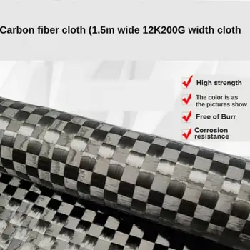 12 K 200G Ultra-İnce Karbon Fiber Kumaş Bez Düz Örgü Karbon Kumaş 150 * 50 Cm