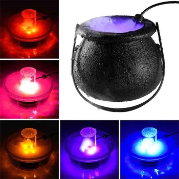 12 LEDs Cadılar Bayramı Cadı Pot Sis Makinesi Makinesi su çeşmesi Sisleyici Renk Değiştirme Sis Cadı Pot Parti Prop Cadılar Bayramı Dekorasyon