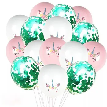 15 Adet 12 İnç Unicorn Desen Baskılı Lateks Balonlar konfeti balonları Seti Düğün Unicorn Parti Doğum Günü Süslemeleri