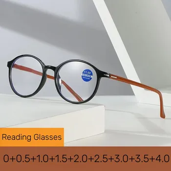 2 Stilleri yuvarlak kare çerçeve okuma gözlüğü Ultralight Anti-mavi ışık gözlük kadın erkek Retro esnek Diyoptri gözlük + 4.0