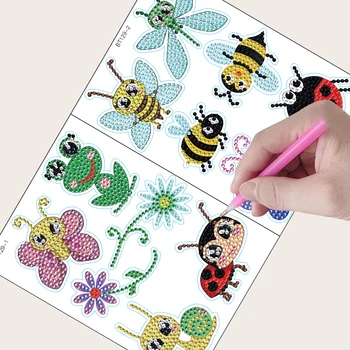 2 Yaprak Elmas Boyama Sticker Sanat El Sanatları DIY yapay elmas çıkartmalar El Yapımı Kendinden yapışkanlı Kristal Yaratıcı Çocuk Hediye için