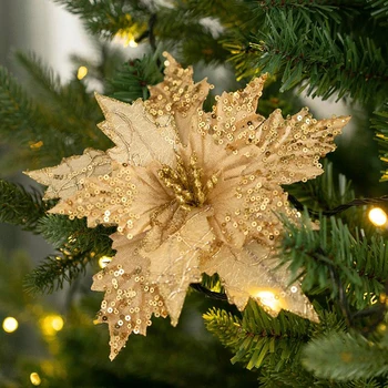 2023 Yeni Moda El Sanatları Glitter yapay çiçekler Noel Ağacı Süsler Merry Christmas Ev Yeni Yıl Süslemeleri Hediyeler