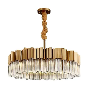 2023 Yeni Modern lüks parlak kristal Led avize altın Oval yemek odası ışık odası dekorasyon asılı ev aydınlatma Chandelie
