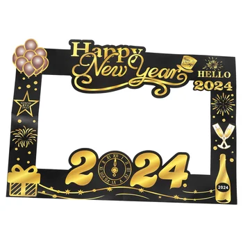 2024 Mutlu Yeni Yıl Fotoğraf Çerçeveleri Standında Sahne El Kağıt Parti Süslemeleri Malzemeleri