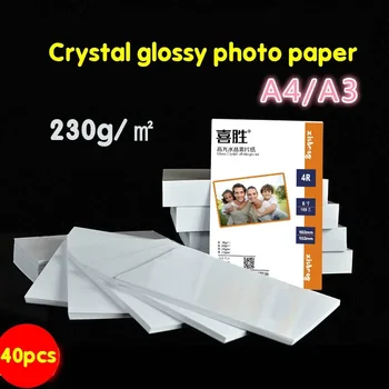 230g Kristal Yazıcı Fotoğraf Kağıdı Beyaz Çanta A3 Renkli Sayfa A4 Fotoğraf Kağıdı Mürekkep Püskürtmeli Baskı Fotoğraf Kağıdı Su Geçirmez 40 Parlak Kağıt