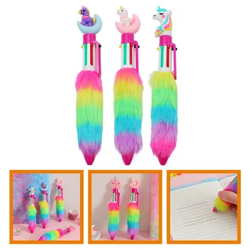 3 Adet tek boynuzlu at tükenmez kalem renk değiştiren kalemler gökkuşağı çocuk hediyeler plastik çok renkli