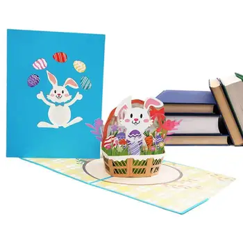 3D Pop-Up Tavşan Çiçek Sepeti Paskalya Sevimli Hayvan Tebrik Kartları Mutlu Doğum Günü Çocuklar İçin Bebek Duş Zarf İle çocuklar İçin