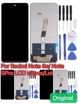 3piese / Lot Orijinal Xiaomi Redmi İçin Not 9S LCD dokunmatik ekran digitizer Değiştirme Redmi Note9 Pro Ekran Cam Parçası