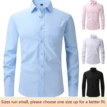 4 yönlü Elastik Erkek Gömlek İş Rahat Uzun Kollu Gömlek Profesyonel resmi giysi Kentsel Tarzı Yetişkin Takım Elbise