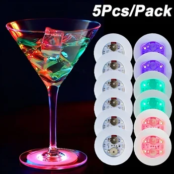 5/1 adet Aydınlık Şişe Çıkartmaları ışıkları 6cm LED Coaster Lambaları Noel Bar KTV Düğün Parti Kokteyl içecek bardakları Vazo Dekor