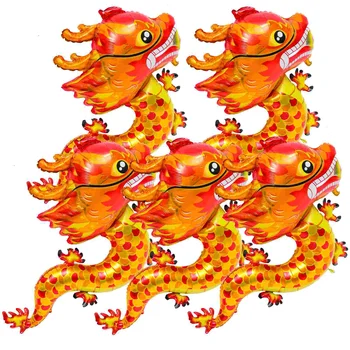 5 adet Çin Ejderha Balon Dekor Bahar Festivali Düzeni Balon Yeni Yıl Balon Süsleme