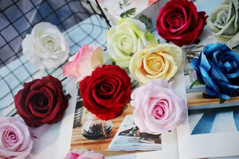 50 adet 8cm Yapay Gül Çiçek Kafa Noel Düğün Doğum Günü Partisi Dekorasyon için DIY Çiçek Duvar Öpüşme Topları Sahte Çiçekler