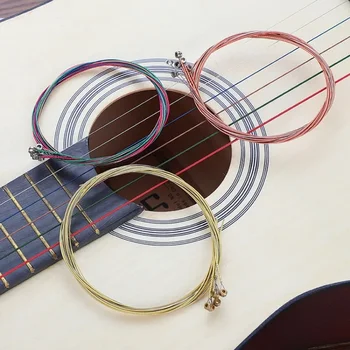 6 adet / takım Evrensel Akustik gitar teli Pirinç Altıgen Çelik Çekirdek Dizeleri Müzik Aletleri İçin gitar teli s Gitar Parçası
