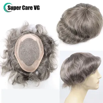 # 640 Dalgalı Erkek peruk insan saçı peruk İnce Mono ve PU Erkek Peruk Dayanıklı Erkek Saç Protezi Peruk Erkekler Saç Değiştirme Sistemi