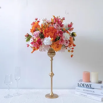 70/60/50CM yapay çiçek Masa Centerpiece Düğün Dekor Yol Kurşun Buket DIY ortanca Gül Flores Topu İpek Parti Olay
