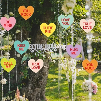 8 adet Sevgililer Günü Dekor Kalp şeklinde Kart askı süsleri Duvar Pencere ağaç dekor Düğün Yıldönümü Sevgililer Günü İçin