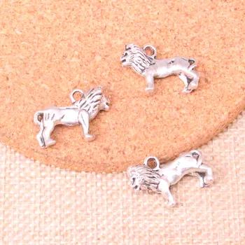 9 adet Charms aslan Antik Gümüş Kaplama Kolye Fit Takı Yapımı Bulguları Aksesuarları 23 * 15mm