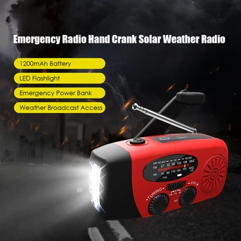 Acil Radyo El Krank Güneş Hava Radyo 1200 mAh AM / FM / NOAA Hava Radyo taşınabilir şarj cihazı ledi El Feneri Cep Şarj Cihazı