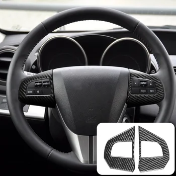Araba direksiyon Düğmesi Çerçeve ayar kapağı Mazda 3 Axela 2010 İçin 2011 2012 2013 Karbon Fiber İç Aksesuarları