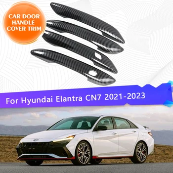 Araba Kapı Kolu Kapak Trim Hyundai Elantra Avante İçin CN7 2021 2022 2023 Kapak Dekorasyon Dış Parçaları Aksesuarları