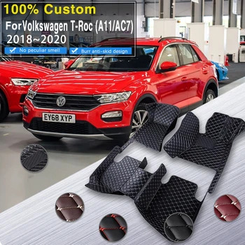 Araba Paspaslar VW Volkswagen İçin T-Roc A11 AC7 2018 2019 2020 Su Geçirmez Tapete Automotivo Para Carro araba paspasları Araba Aksesuarları