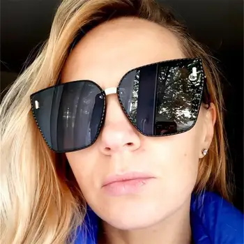 Büyük boy Kare Siyah Güneş Gözlüğü Kadın 2020 Moda Retro Degrade güneş gözlüğü Erkekler Mavi Büyük Çerçeve Vintage Marka Gözlük UV400