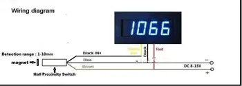 Dijital ekran Mavi LED Takometre RPM Hız Ölçer Hall Yakınlık değiştirme sensörü NPN