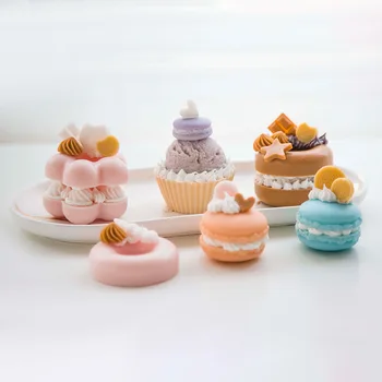 DIY Mum Kalıpları Mum Yapımı için Tatlı Macaron kek kalıbı Kek silikon kalıp Fondan Kalıpları Pişirme Aksesuarları