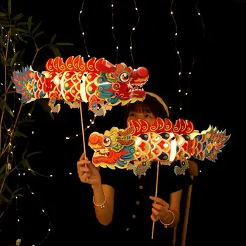 Dıy Fener Parlayan Yıl Ejderha Fener El Yapımı Dıy çin feneri Sevimli Görünüm Parti asılı dekorlar