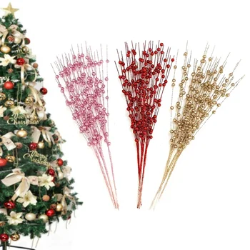 Ev Dekor Altın Noel Dekoratif Flaş Yapay Berry Kök Dekor için Noel Ağacı Çelenk Şömine Tatil El Sanatları Hediyeler