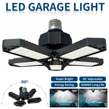 Garaj ışığı Deforme LED Garaj tavan ışığı Ayarlanabilir 5 Panel Led Lamba E27/E26 LED ışıkları Garaj, Atölye
