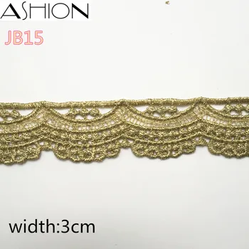 Genişlik 30mm DIY Konfeksiyon Aksesuarları altın İşlemeli dantel süs kumaşı Dikiş Düğün Şerit JB15