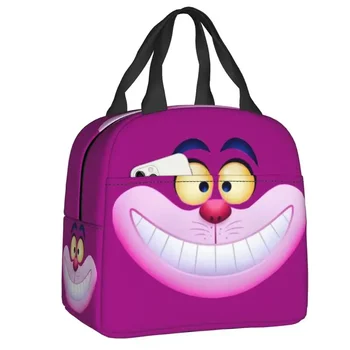 Gülümseyen Cheshires Kedi Termal Yalıtımlı Öğle Yemeği Çantaları Kadın Karikatür Anime yemek taşıma çantası Çocuklar için Okul Çocuk Gıda Bento Kutusu