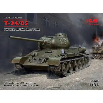 ICM35367 ICM Ölçeği 1/35 T-34-85 İKINCI dünya savaşı Sovyet Orta TankPlastik model seti