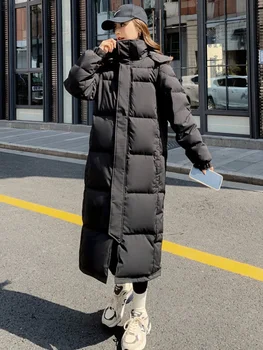 Kadın Kış Ceket Yeni Moda Uzun Standı Yaka Ceket Zarif Kore Versiyonu Commuting Sıcak Siyah Parkas kadın giyim