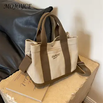Kadın Moda omuzdan askili çanta Geniş Ayarlanabilir Kayış Tuval Basit alışveriş çantası Çok Cepler Patchwork Tote Çanta Günlük tek kollu çanta